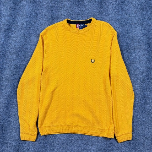 Chaps Other - Chaps Ralph Lauren Sweater Mens Medium Yellow Cotton Knit Crewneck Classic